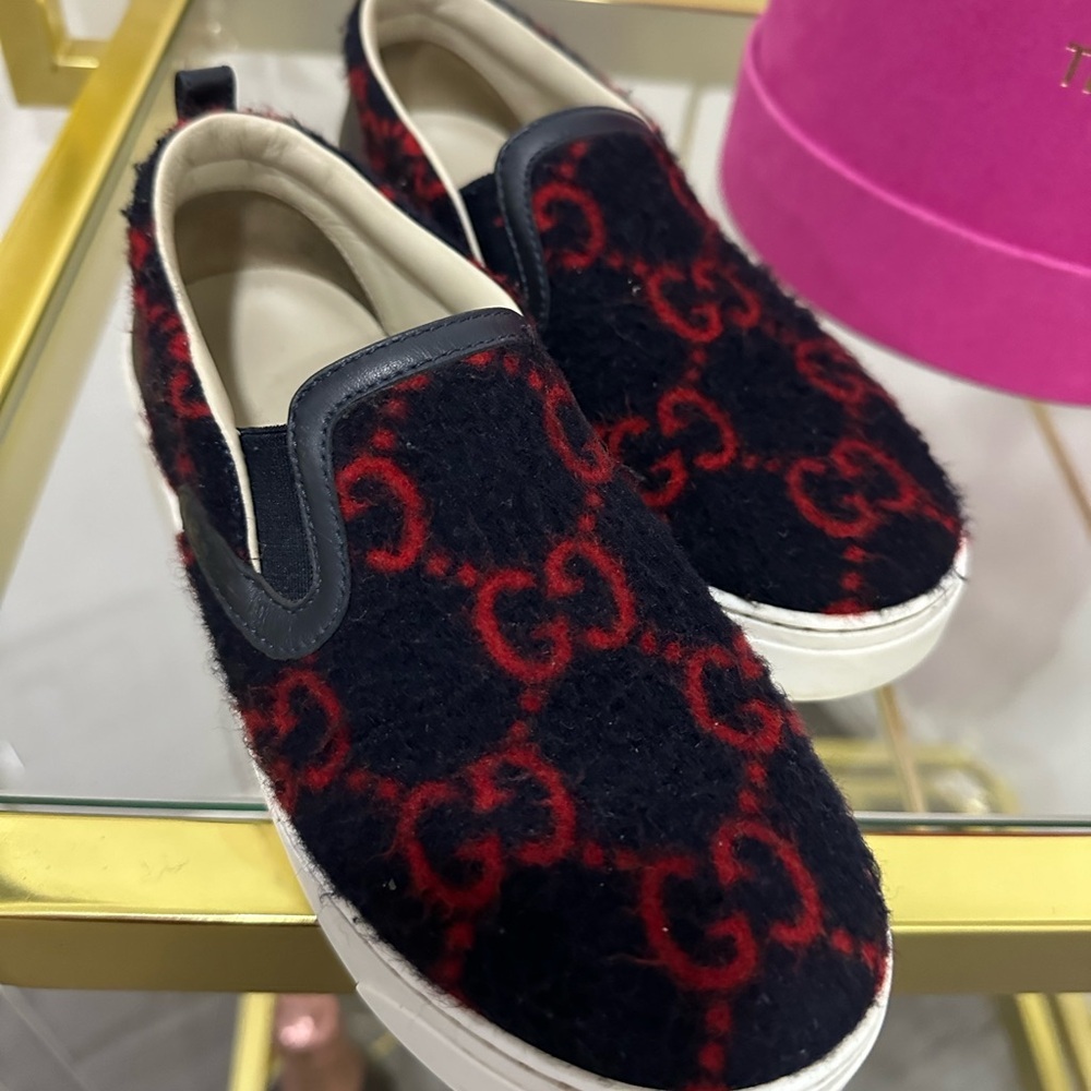 Gucci Blue and Red Slip-On Sneakers